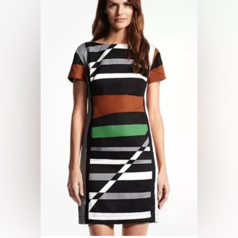Derek Lam-Design Nation Linen Striped Dress 8 Colorful Career Modern Wedding